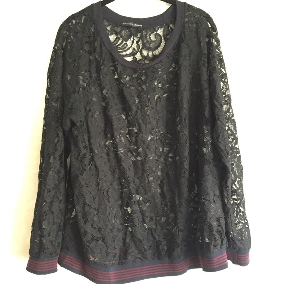 Harlowe & Graham Contrast Trim Lace Sweatshirt - Picture 4 of 5